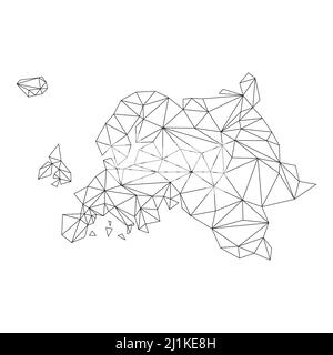 Europe map with polygonal shapes. World map linear continent. Stock Vector