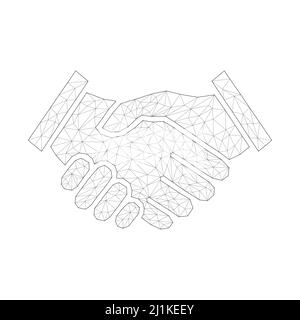 Handshake with polygonal shapes. Business agreement concept. Contract symbol with triangular elements. Stock Vector