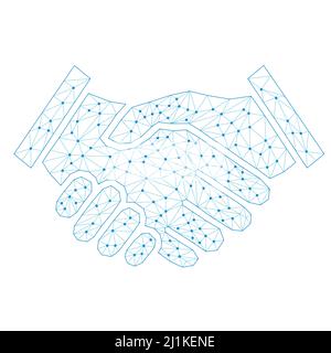 Handshake with polygonal shapes. Business agreement concept. Contract symbol with triangular elements. Stock Vector