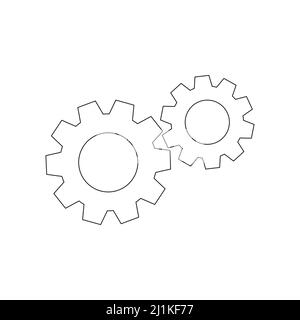 Gears icon. Cogwheel black symbol. Vector isolated on white background Stock Vector