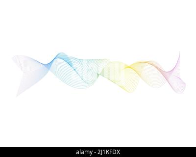 Abstract colored wave lines on white background. Smooth stripes illustration. Curved wavy colorful lines Stock Vector