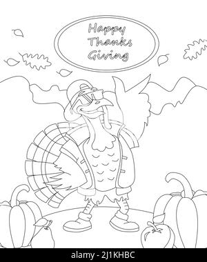 Thanks Giving Coloring Page For kids and aduls Stock Photo