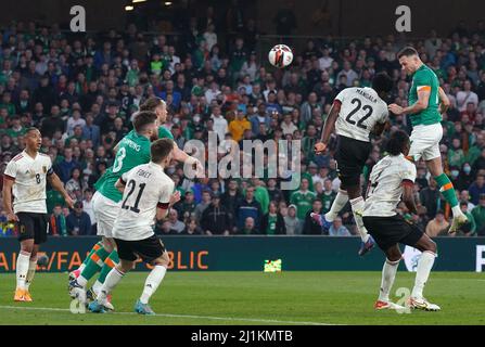 Ireland's Alan Browne (right) scores their side's second goal of the game during the international friendly match at the Aviva Stadium, Dublin. Picture date: Saturday March 26, 2022. Stock Photo