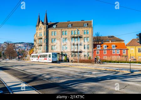 TRONDHEIM, NORWAY - MARCH 11 2022: Street view of Trondheim. Stock Photo