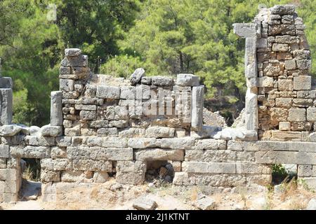 Antalya,Turkey- September 05 2020: Antalya Phaselis Ancient City as known as “Phaselis Antik Kenti. Ruins from archaeological site. Stock Photo