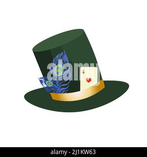 Stovepipe hat of the mad hatter from Alice in Wonderland. Vector isolated. Stock Vector