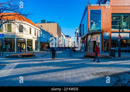 TRONDHEIM, NORWAY - MARCH 11 2022: Street view of Trondheim. Stock Photo