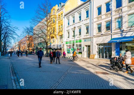 TRONDHEIM, NORWAY - MARCH 11 2022: Street view of Trondheim. Stock Photo