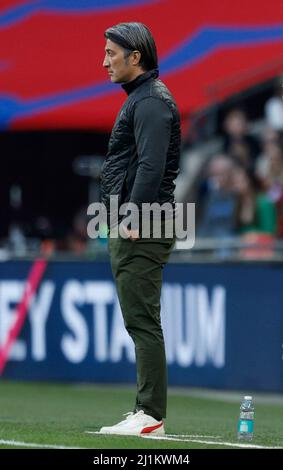 Switzerland manager Murat Yakin during the Alzheimer's Society international match at Wembley Stadium, London. Picture date: Saturday March 26, 2022. Stock Photo