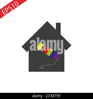 House painting concept with roller and colorful stroke Stock Vector