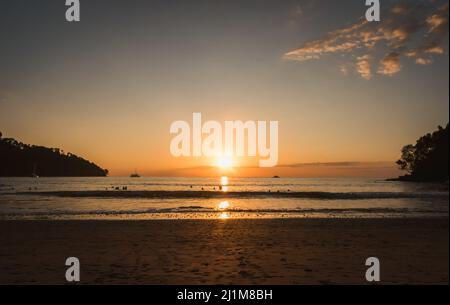 Beautiful sunset over the ocean taken from a beach in Costa Rica. Stock Photo