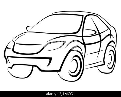 Illustration of a popular SUV car with an aggressive dynamic silhouette Stock Photo