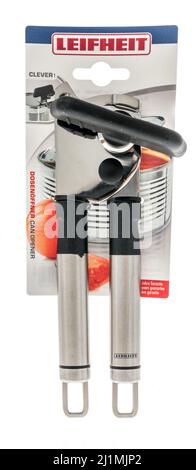 Winneconne, WI -24 March 2021: A package of Leifheit can opener on an isolated background Stock Photo