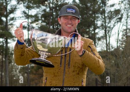 Raeford, North Carolina, USA. 26th Mar, 2022. WILL FAUDREE of the United States riding PFun, was awarded the Antiqua Cup Trophy for the CCI4-S Horse Closest to the Optima Time of 6:30at the Carolina International CCI and Horse Trial, March 26, 2022 at Carolina Horse Park in Raeford, North Carolina. FAUDREE and PFun won the same award last year. (Credit Image: © Timothy L. Hale/ZUMA Press Wire) Stock Photo