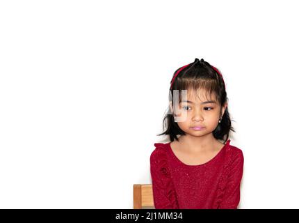 sad offended asian girl cries Stock Photo