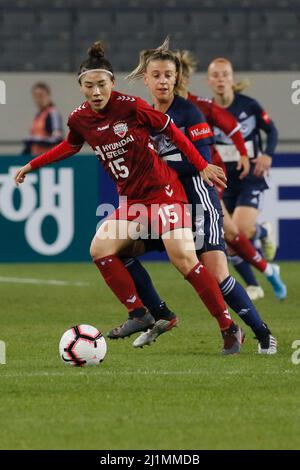 Nov 26, 2019-Yongin, South Korea-Kim Dambi of Incheon Hyundai Steel Red Angels action during during an Women's Club Championship 2019-FIFA/AFC Pilot Tournamant Melbourne Victory V Incheon Hyundai Steel Red Angels at Yongin Citizens Sports Park in Yongin, South Korea.Match Won Incheon Hyundai Steel Red Angels, Score by 4-0. Stock Photo