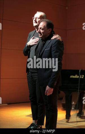 Rome, Italy. 26th Mar, 2022. The jazz duo Pasquale Stafano, piano and Gianni Iorio, Bandoneon in 'Mediterraneon Tales' Tour 2022 at the Casa del Jazz in Rome. (Photo by Daniela Franceschelli/Pacific Press) Credit: Pacific Press Media Production Corp./Alamy Live News Stock Photo