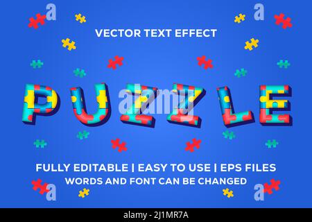 puzzle vector text effect fully editable Stock Vector