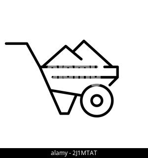 Construction wheelbarrow carrying heavy load. Pixel perfect, editable stroke icon Stock Vector