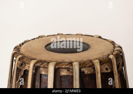 Picture of Mridangam which is an Indian percussion instrument which is made from jackfruit wood and goat skin Stock Photo
