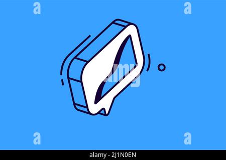 Isometric graph icon isolated on blue background, growing diagram in speech bubble design element for business infographics, symbol of wealth growth, Stock Vector