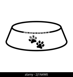 Bowl icon for pet, food sign isolated on background, vector illustration, meal dinner symbol design . Stock Vector