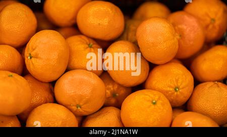 Top view of juicy ripe orange tangerines Stock Photo