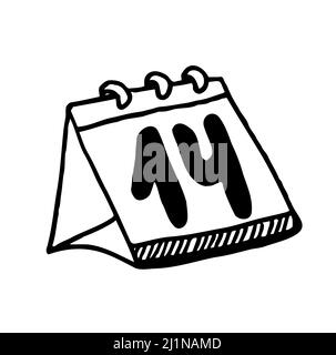 Calendar with the inscription February 14 isolated on a white background.vector illustration in doodle style. design for valentine's day Stock Vector