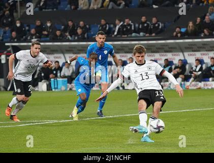 March 27th, 2022, PreZero Arena, Sinsheim, friendly match Germany vs. Israel, in the picture Thomas Muller (Germany) misses a penalty. Stock Photo