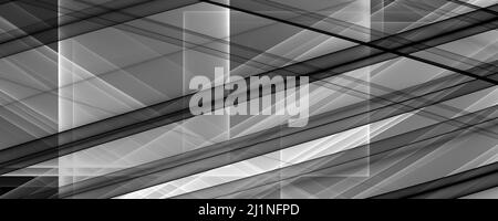 Abstract Background Banner 8K Light, Dark, Monochrome, Black, White, Gray Ray, Laser, Fog, Stripes, Grid, Square, Gradient Stock Photo