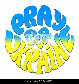 Pray for Ukraine hand drawn Stop War Lettering design. Stay with Ukraine antimilitarist template. Stock Vector