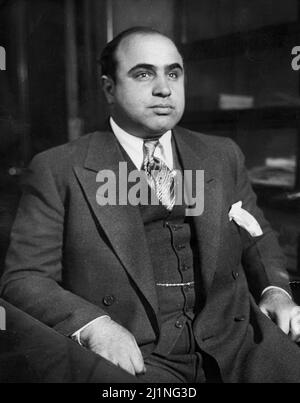 American criminal Al Capone (1899 - 1947). The Saint Valentine's Day massacre cemented his control over the Chicago underworld. 1930. Stock Photo