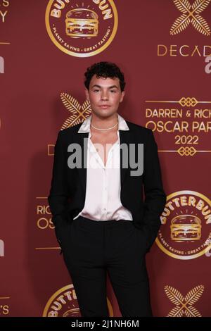 Nick O'Brien arrives at Darren Dzienciol and Richie Akiva’s Oscar Party held at a Bel Air residence in Los Angeles, CA on Saturday, ?March 26, 2022. (Photo By Conor Duffy/Sipa USA) Stock Photo