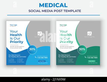 Medical Social Media Template Stock Vector