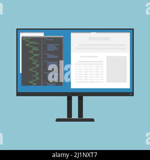 Monitor with web design tools opened on it Stock Vector