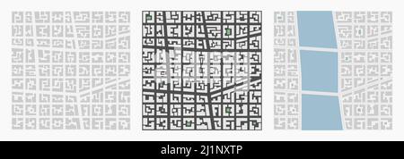 city center downtown vector map flat illustration Stock Vector