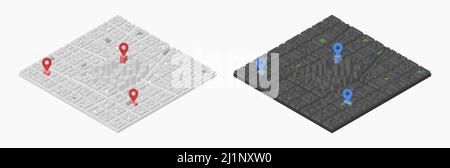 city center downtown isometric vector map flat illustration Stock Vector