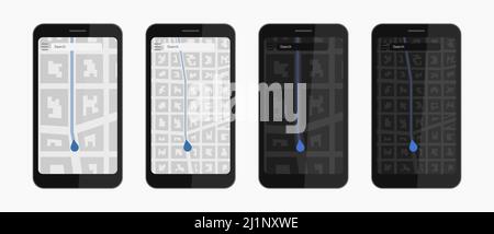 mobile app map navigation vector flat illustration Stock Vector