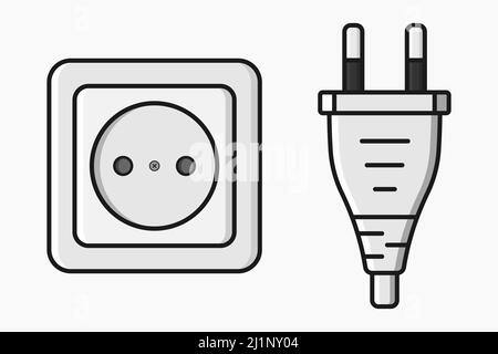 power outlet plug type c vector flat illustration Stock Vector