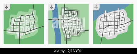town map colored vector flat illustration Stock Vector