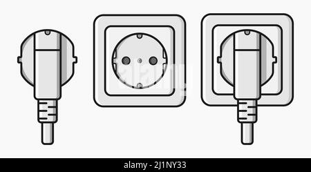 power outlet plug type f vector flat illustration Stock Vector