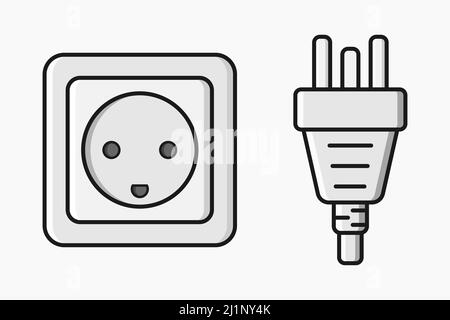 power outlet plug danish type k vector flat illustration Stock Vector