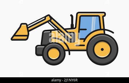 tractor with loader icon vector flat illustration Stock Vector