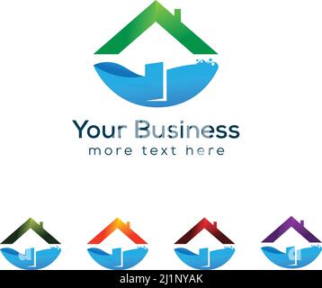 Home Pool logo Design for Building And Nature Stock Vector
