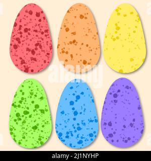 Happy Easter banner. Trendy Easter design with typography, hand painted strokes and dots, eggs, bunny ears, in pastel colors. Modern minimal style. Ho Stock Photo