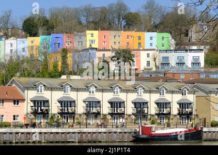 The colourful houses of Clifton Wood along the Harbourside Bristol UK Stock Photo