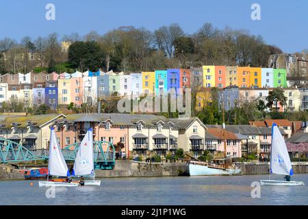 The colourful houses of Clifton Wood along the Harbourside Bristol UK Stock Photo