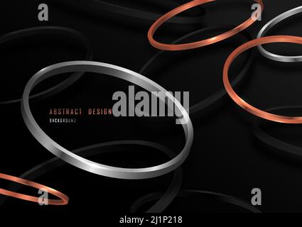 Abstract luxurious 3D circles pattern of pink gold metallic pattern. Well organized objects for usage background. Illustration vector Stock Vector