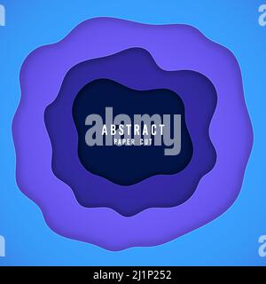 Abstract blue wavy paper cut template design. Overlapping well organized isolate object layers background. RGB Illustration vector Stock Vector