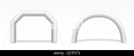 Inflatable arches for advertising, races, marathon and sports events. Blank archways or gate, finish or start on sports competition isolated on transp Stock Vector